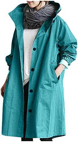 Водоотпорни едноставни јакни со долги ракави женски џебни качулки јакна од бура лабава преголема цврста боја полиестер
