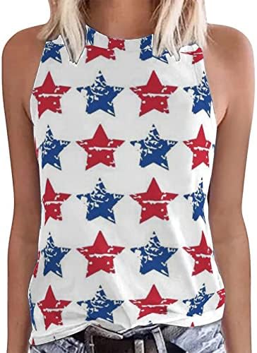 Тенк -врвот за жени, женско американско знаме на 4 јули на 4 -ти јули на врвот на летната плажа маица симпатична графичка маичка каузали