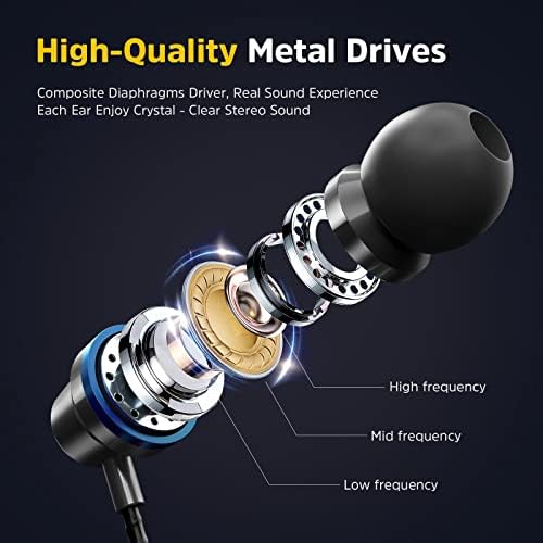 YZXQ 5-Спакувајте Жични Слушалки Со Микрофон, Слушалки За Во Уво Со Квалитет НА HD Звук, Звук Управуван Од Бас, Метални Слушалки