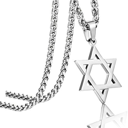 Удалин Ѕвезда На Дејвид Приврзок Ѓердан Нерѓосувачки Челик Еврејски Накит За Мажи Жени Религиозни 20