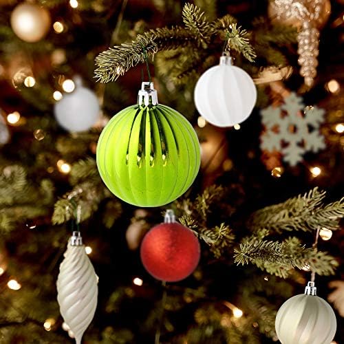 Божиќни украсни украсни украси за божиќни декоративни топка - црвена и зелена божиќна топка висечки украс на дрвја сет разновидни форми и