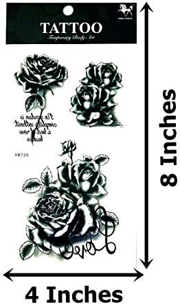 Nipitshop 1 лист секси црна роза цвеќиња водоотпорни привремени налепници за тетоважа на вода трансфер на вода