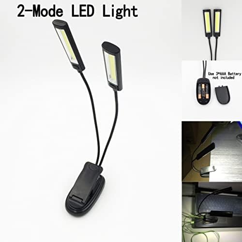 Solustre LED биро за предводена ламба LED -ламба 2 парчиња Двојна глава клип со двојна глава LED читање светло за прилагодување