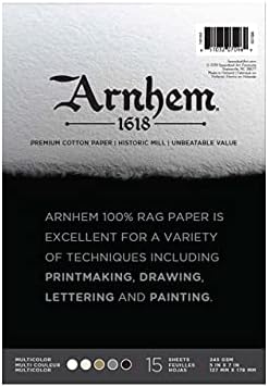Speedball Arnhem 1618 Printmaking Paper Pad 5x7 инчи, разновидни бои, 15-листови