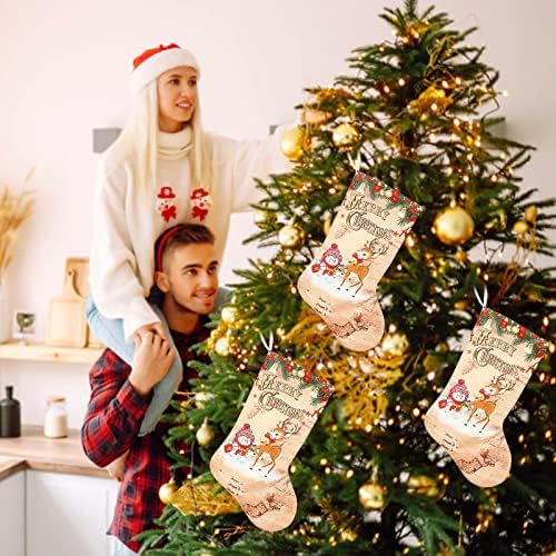 Персонализирани божиќни чорапи, вклучително и Детско снешко, деца со техники за везови за семејни празници Божиќни забави Грнчарски деца Божиќ