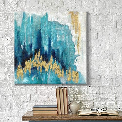 Ут-арт апстрактна слика Уметнички дела Сино сликарство: рачно насликани златни фолии wallидна уметност на платно за дневна соба