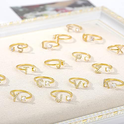 Почетни прстени за Flexia за жени A-Z 26 букви со азбука за отворање на злато, женски накит за грил-P-61715
