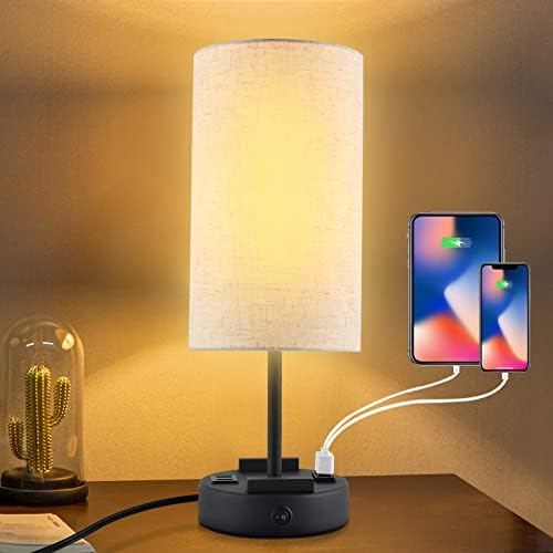 Lambудермо Табела за ламба со USB порта, светилки во кревет со наизменични места 2 USB пристаништа за полнење 2 Телефонски стои тркалезна ноќна