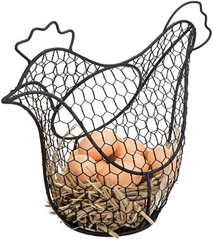 Мигифт Црн Метален Држач За Корпа За Собирање Јајца Во Форма На Пилешко, Кошница За Складирање На Кујнски Декор Во Фарма