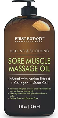 Масло за масажа на мускулите на Арника - за масажа терапија и најдобра природна терапија масло со лаванда, есенцијални масла од нане