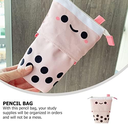 1 парчиња форма на молив во форма на облик на ткаенина, шише за патувања со козметика торба млеко за чување на лице за шминка, кој стои