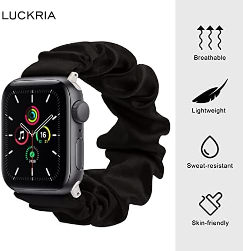 Luckria компатибилен за Scrunchie Watch Band 38mm 41mm 42mm 40mm 44mm 45mm симпатична еластична часовник за часовници жени истегнат лента за нараквица