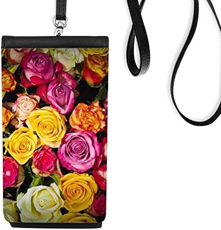 Црвена розова портокалова бела роза телефонска паричник чанта што виси мобилна торбичка црн џеб