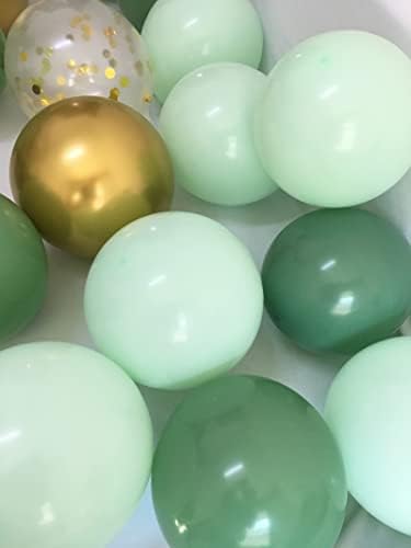 Мат Мудрец Зелени Златни Балони-Светло Нане Маслинесто Зелени Балони За Свадба Неутрален Бебе Туш Роденден Материјали 60 пакувања