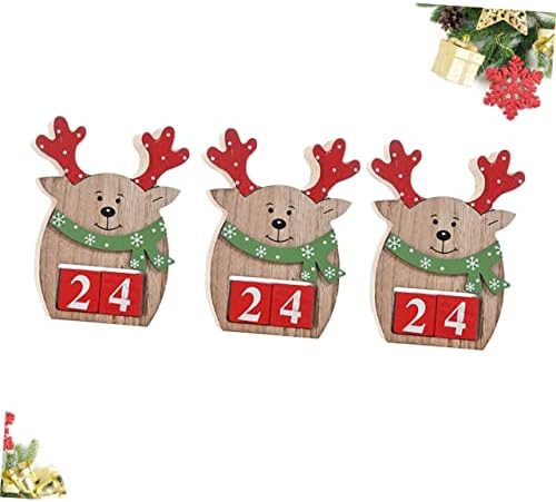 Тофику 3 парчиња Елен Декор Божиќно Одбројување Блок Биро Календарски Орнаменти Украсуваат Украси Од Бамбус Елен