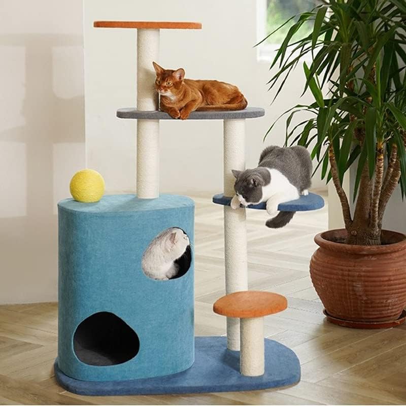 Куќа Од Дрво Од Мачки ОД Оревута Кондо Мебел За Мачки Кула За Качување Кула Повеќеслојна Со Гребење Цврста Мачка Од Дрво