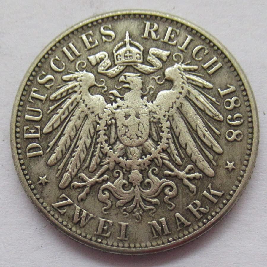 Германски 2 Марк 1891-1913 10 Странски Реплика Бакар Комеморативни Монети