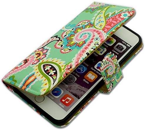 ipod touch 7 Case, iPod Touch 6 Case, BCOV Pink Paisley Pattern Wallet Flip Flip Cofe Cover Cose со држач за лична карта за картички