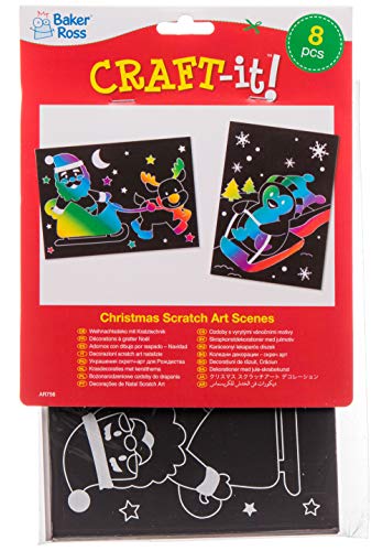 Бејкер Рос АР756 Слабени уметности Слики - Пакет од 8, Уметничка уметност и гребење уметност за деца, одлична за деца уметност и занаети, Божиќни