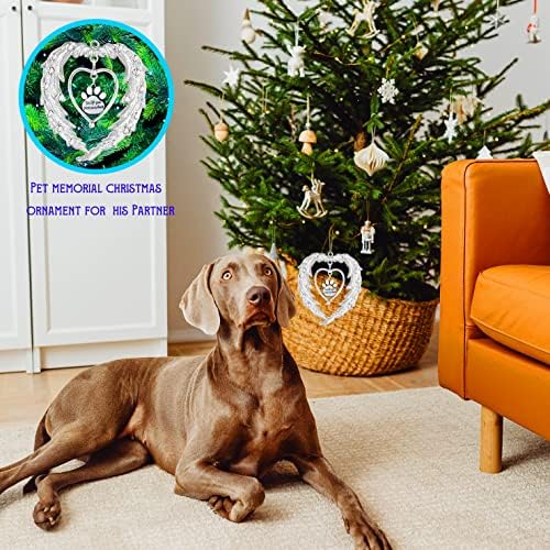 Меморијален Божиќ за миленичиња - Орнамент за кучиња Ангел Крилја за сеќавање, подароци за губење на миленичиња за кучиња Божиќно дрво