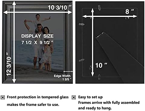 Lavie Home 8x10 Рамки за слики Рустикална фото рамка поставена со стакло со висока дефиниција за wallид монтирање и табела на горниот