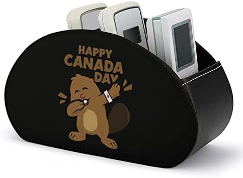 Beaver Dabbing Canada Day кожа држач за далечински управувач Смешно кутија за складирање на кутии за десктоп организатор со 5 оддели за ТВ-блу-зраци