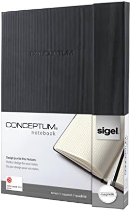Sigel CO151 Бележник Conceptum®, црна, тврд портал, квадрат, приближно. A4, магнетски спој, со бројни карактеристики