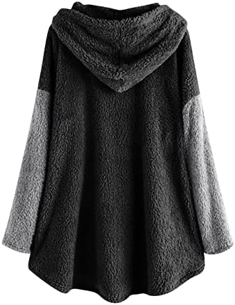 Женски есен и зимска обична цврста боја плишана топла качулка плус големина јакна џемпер фустани 2022