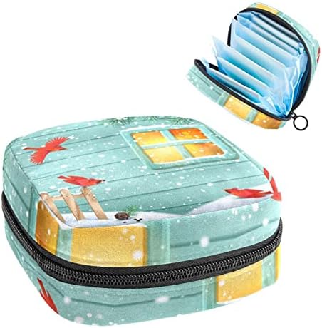 Период торба, санитарна торба за складирање на салфетка, торбичка за периоди, торба за шминка за патувања, зимска куќа прозорци Снегулки