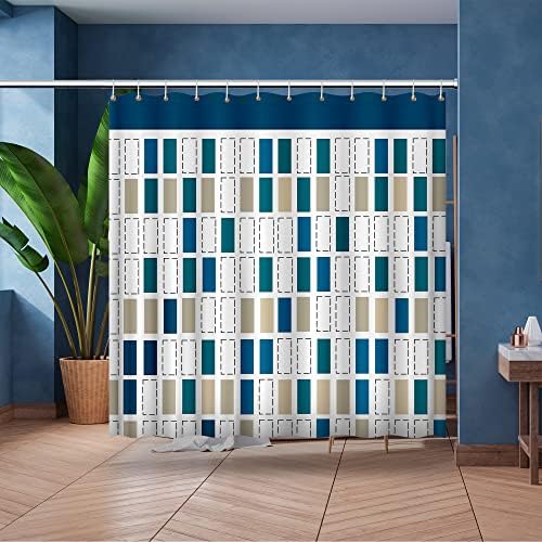 Завеса за туширање, стилска сина завеса за туширање за када за украси за бања, 72 x 72 инчи, современа водоотпорна полиестерска