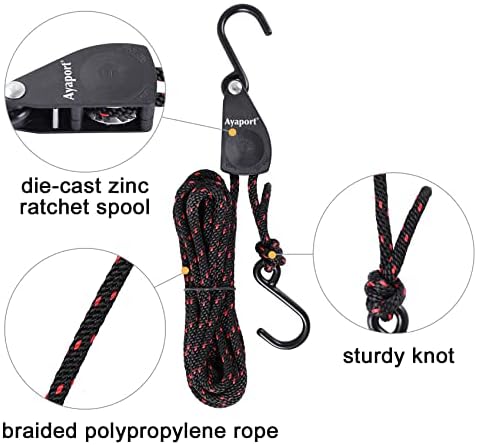 Ayaport Kayak Rope Tie Down Ratchet Straps лак и строги врзани врски за спуштање јаже закачалка и додатоци за кајак