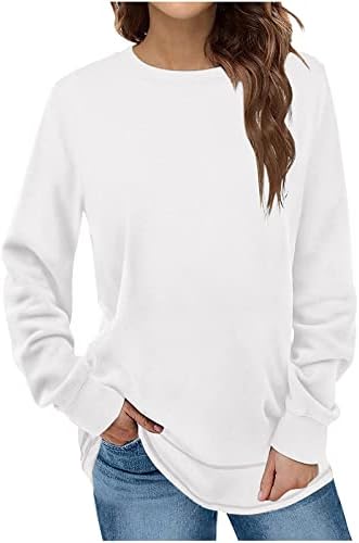 2023 Модни маички за жени за жени со екипаж со долги ракави Туника врвови слатки хеланки џемпери обични трендовски кошули со пуловер