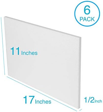 Блок од пена од Silverlake занаетчиска пена - 6 пакет од 11x17x0.5 EPS полистирен листови за занаетчиство, моделирање, уметнички проекти
