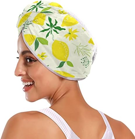 Емилор лимон цвет лисја микрофибер пешкир за коса за жени анти -фриз супер абсорбента Брзо сушење на пешкир за коса за кадрава коса,