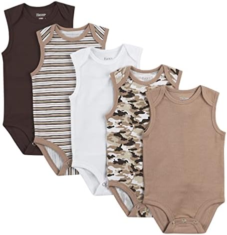 Hanes Unisex-Baby Bodysuits, Ultimate Flexy без ракави за момчиња и девојчиња, 5-пакувања