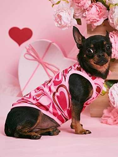 Qwinee Dog кошула срце Печатење на кучиња за кучиња Денот на вineубените кучиња маичка за кучиња за кучиња мачки мачки кутре мали кучиња
