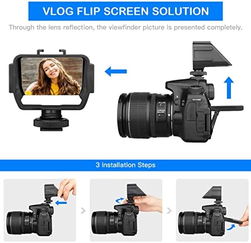 Vlog Selfie Flip Екран Со Топла Чевли Монтирање За Огледало Камера Sony A6000 A6300 A6500 A7III A7II, FUJIFILM XT2 XT3 XT20