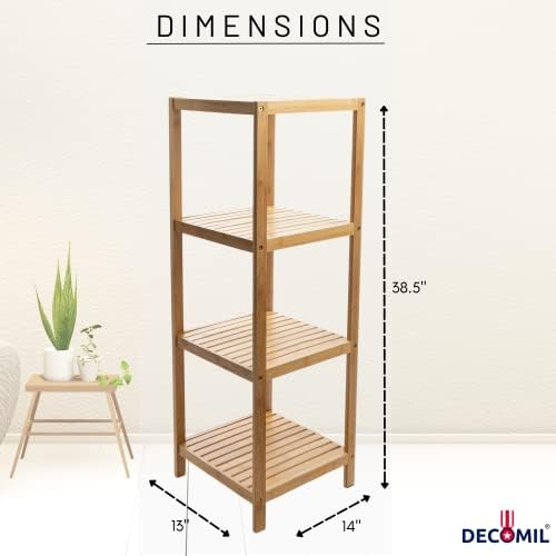 Decomil - 4 нивоа бамбус стојална полица | Слободна полица за складирање на бања | Мултифункционална решетка за складирање