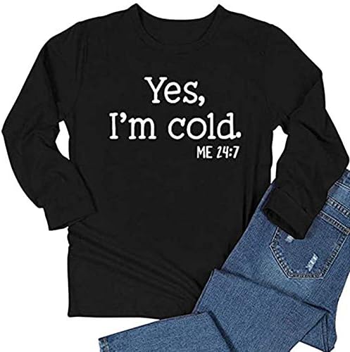 Да, јас сум ладна џемпер жени плус големина буква печати преголем пулвер, тркалезно руно руно преголем џемпер на качулка
