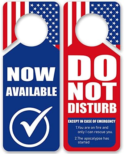 Не го вознемирувајте DoorkNob Hanger Dor Door Sign American Flag Design 3.35 x 8.86 -Даубл едностран 2 пакет за бизнис во училница