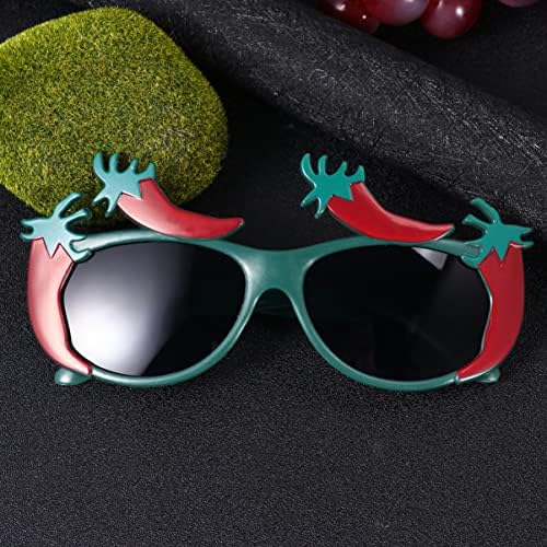 Абоофан деца очила за сонце 2 парчиња возрасни чили за очила Хавајски материјали Зелен летен дизајн Новина за очила за пиперка, забава за забава,