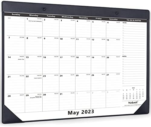 Некмит 2023 Календар на голема биро со подлога за кожа, календар на Big Best Blotter 21 x 16,5 инчи, трча од сега - јуни 2024 година
