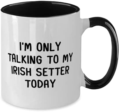 Ирски Сетер Кригла, Јас Зборувам Само Со Мојот Ирски Сетер Денес, Смешни Ирски Сетер Љубители На Кучиња 11оз Двобојна Црно-Бела Кригла