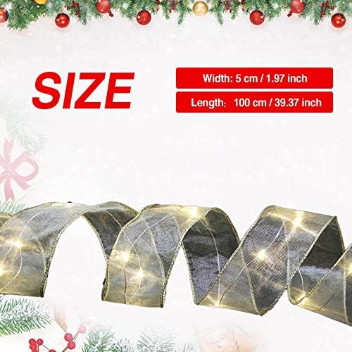 Божиќна лента самовила за самовила, Божиќни предводени светла со двојни ленти со жица, украсување на новогодишна боја, светкав лента за