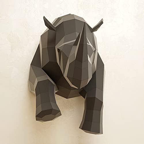 Половина тело рино облик 3Д хартија трофеј креативен оригами загатка геометриска хартија скулптура рачно изработена хартија