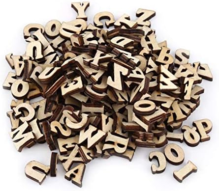 Дрвени броеви букви, 200 парчиња мешани дрвени букви z z букви 0 9 броеви Недовршени дрвени букви броеви за DIY занаетчиска свадбена забава