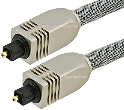 Monoprice Premium S/PDIF дигитален оптички аудио кабел - сребро - 3 стапки | Јакна со тешка мрежа, метални конектори, за игра станица, Xbox