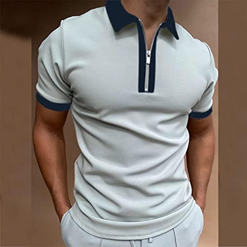 Zddo Mens кратки ракави Поло кошули патент вратот со врвови за голф лето тенок вклопат обични тениски спортски мускули кошула
