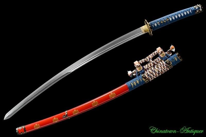 GLW рачно изработен меч Јапонски меч Тачи Катана Когарасу Мару Блејд В Клеј кален целосен танг 3681