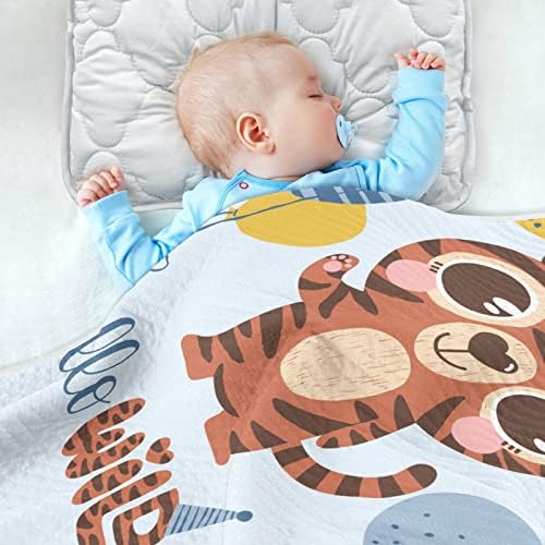 Swaddle Claintet Little Wild One Tiger памучно ќебе за новороденчиња, примање ќебе, лесен меко залепетено ќебе за креветчето, шетач,